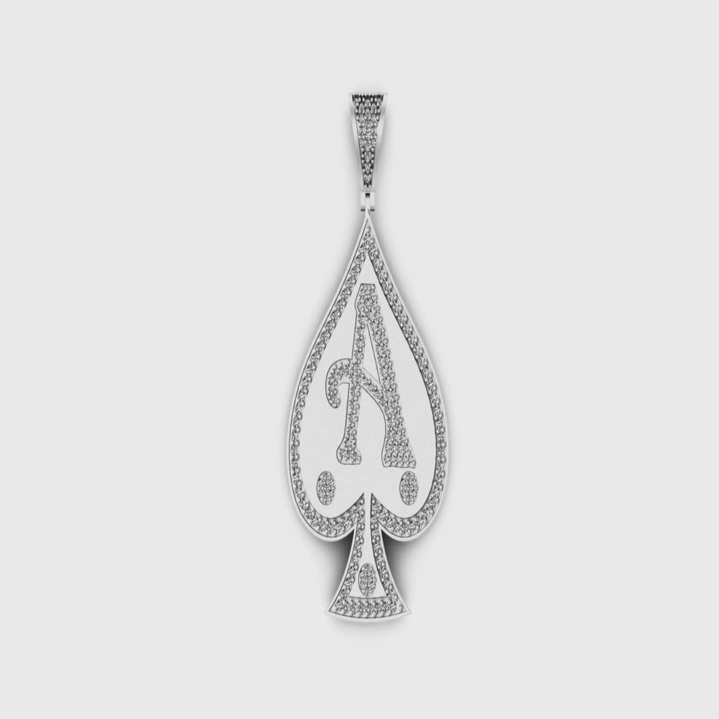 Custom Small Ace Of Spade 14K solid gold Diamond Pendant -1.23 CTW