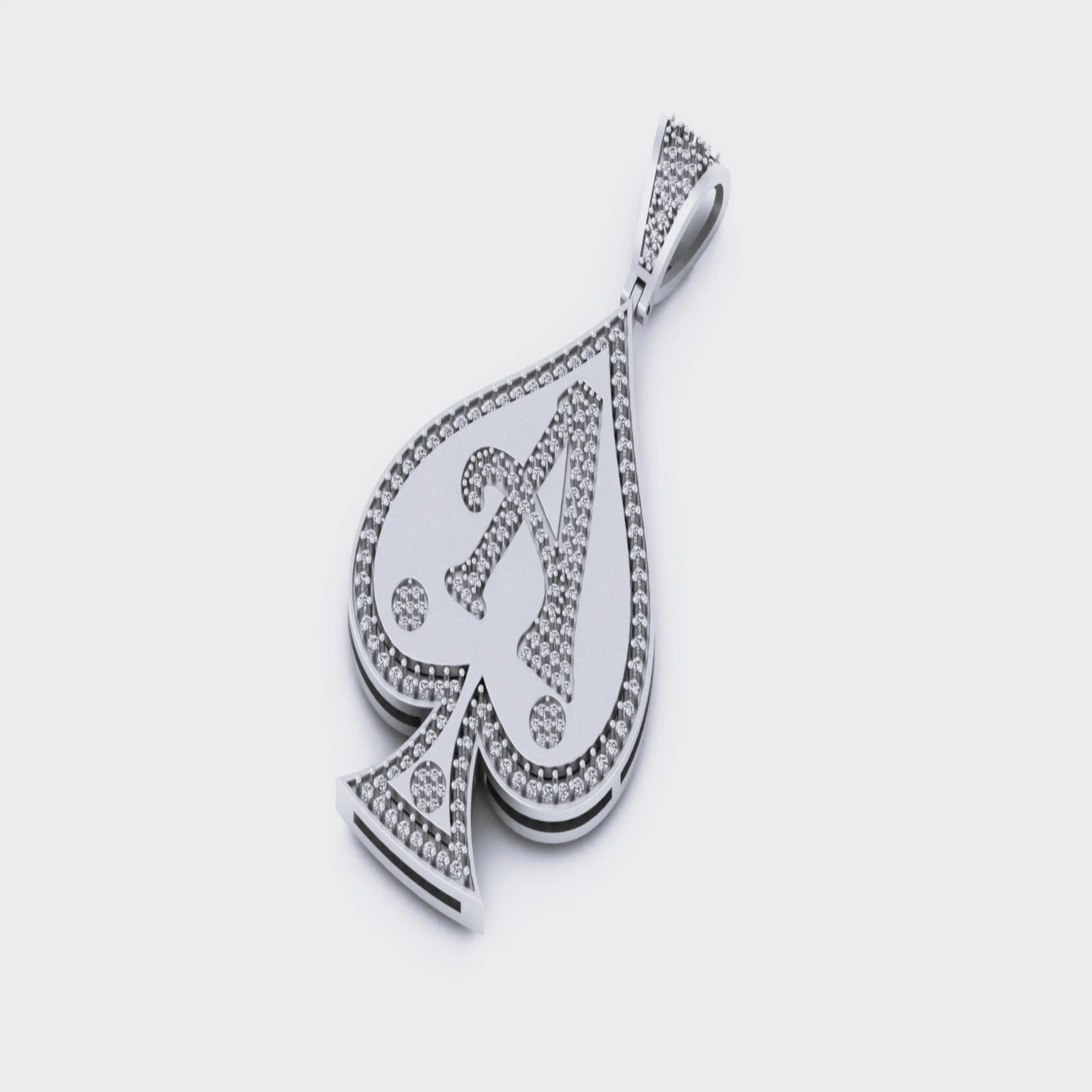 Custom Small Ace Of Spade 14K solid gold Diamond Pendant -1.23 CTW