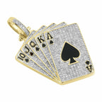 poker Card Pendant 14k Solid Gold - 1.28 CTW