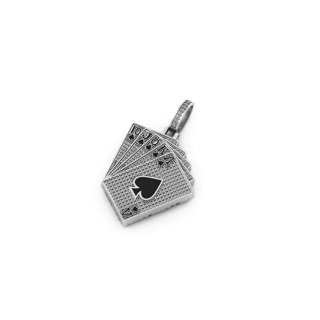 poker Card Pendant 14k Solid Gold - 1.28 CTW