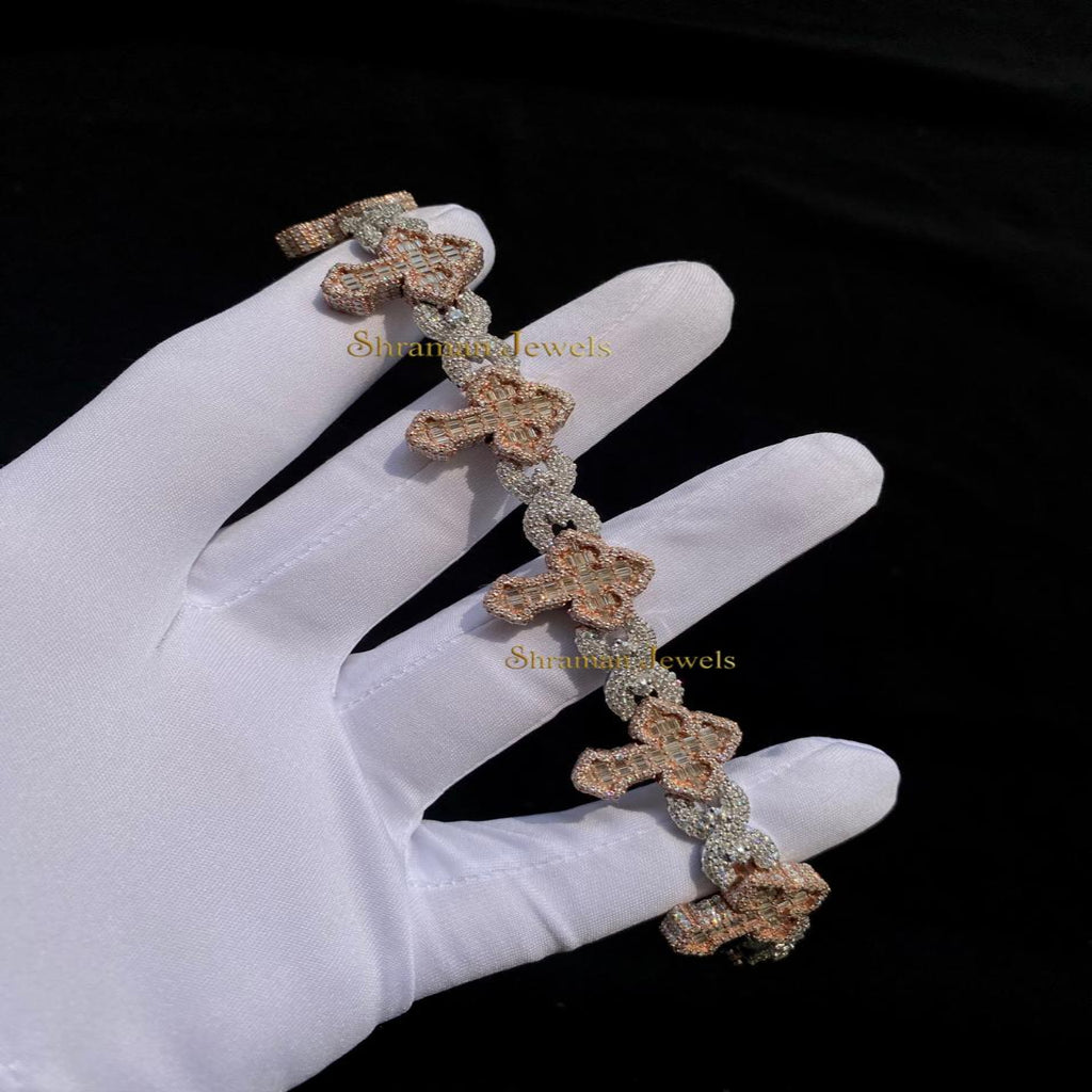 Men's VVS Natural Diamond CROSS Bracelet