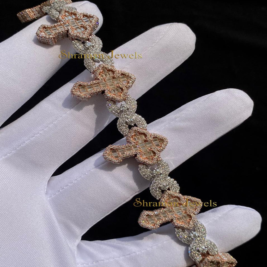 Men's VVS Natural Diamond CROSS Bracelet