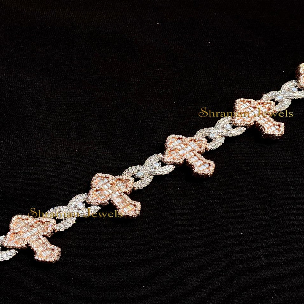 Men's VVS Natural Diamond CROSS Bracelet