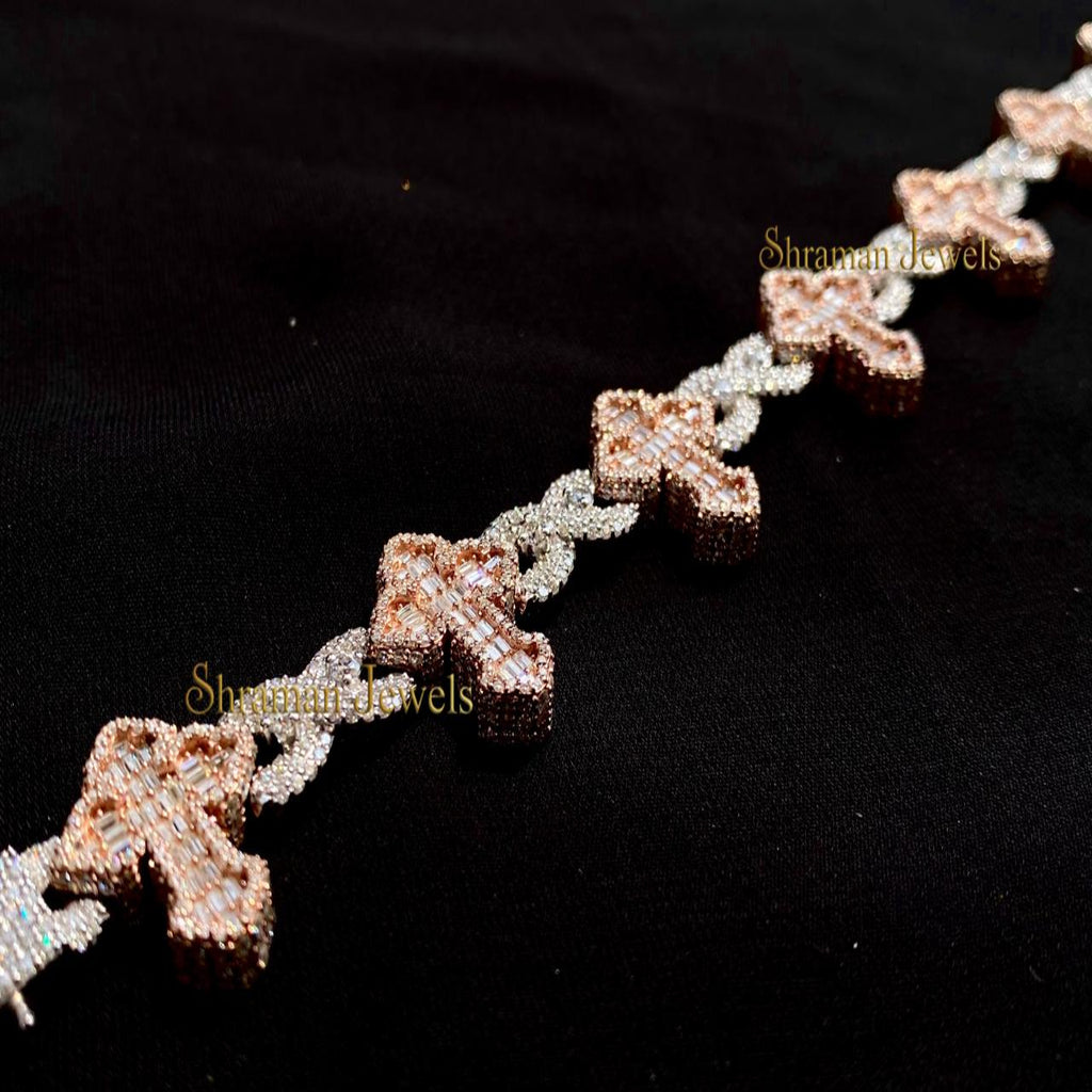 Men's VVS Natural Diamond CROSS Bracelet