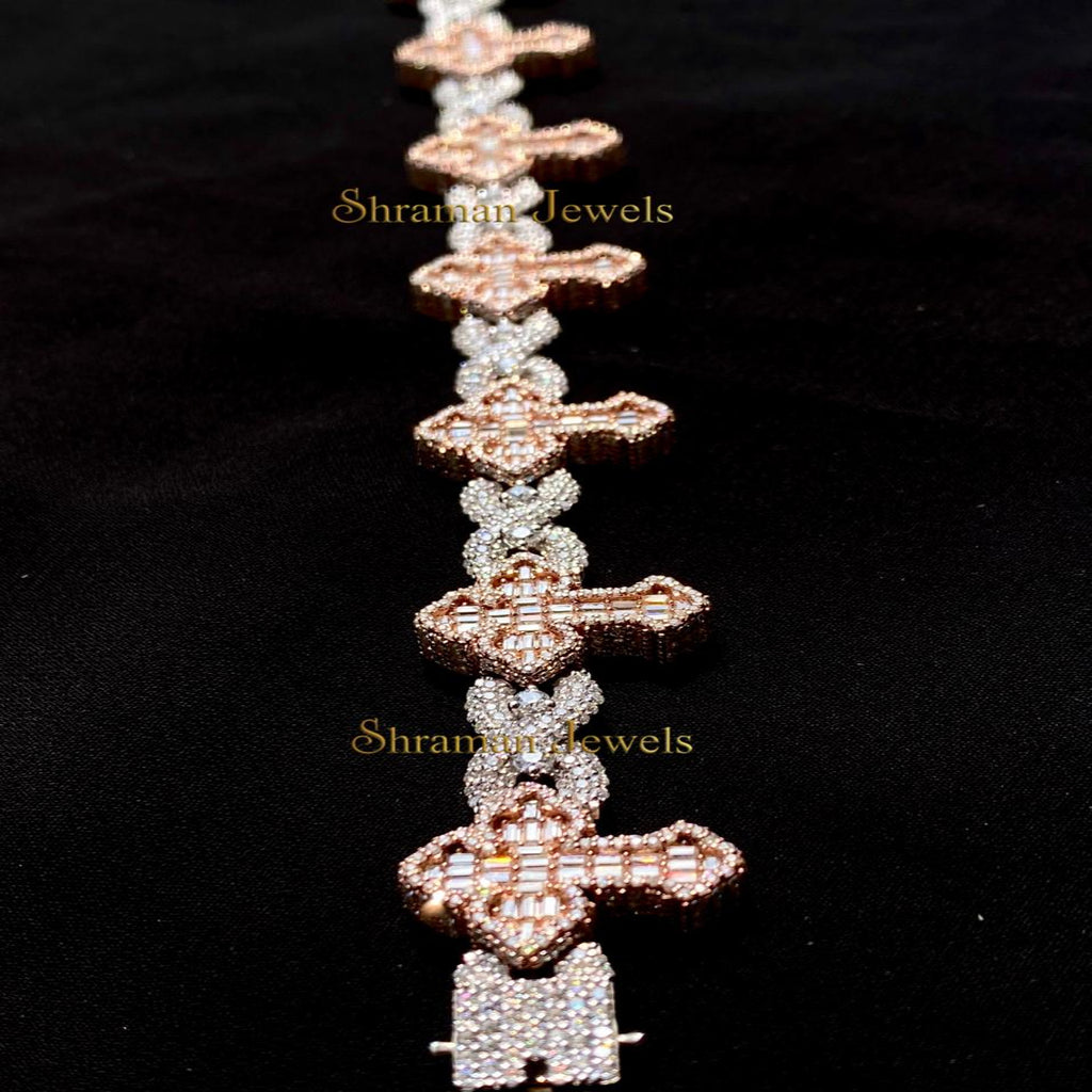 Men's VVS Natural Diamond CROSS Bracelet
