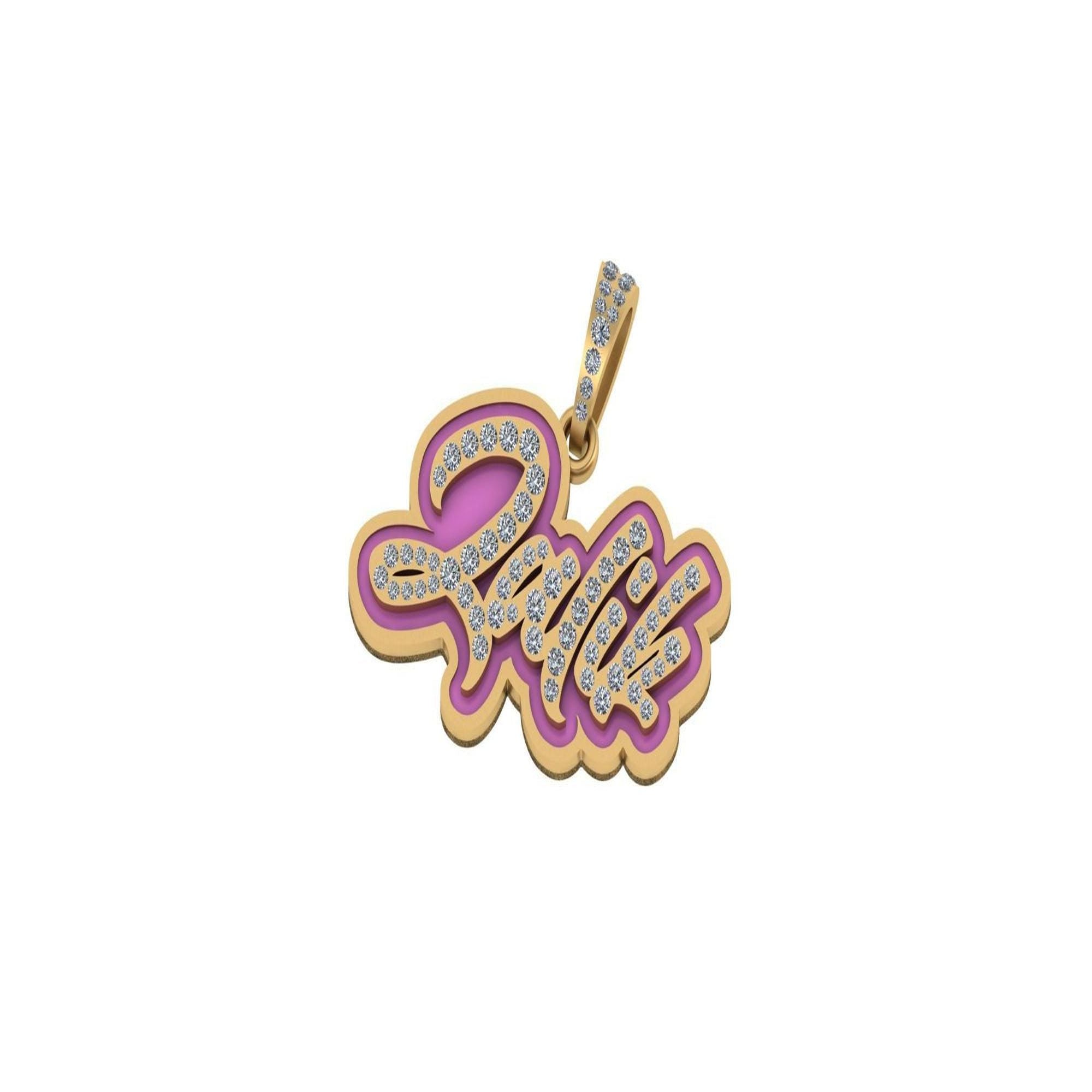 Custom Enamel Necklace Charms | Glow in Dark Letter Pendant - 0.40 CTW