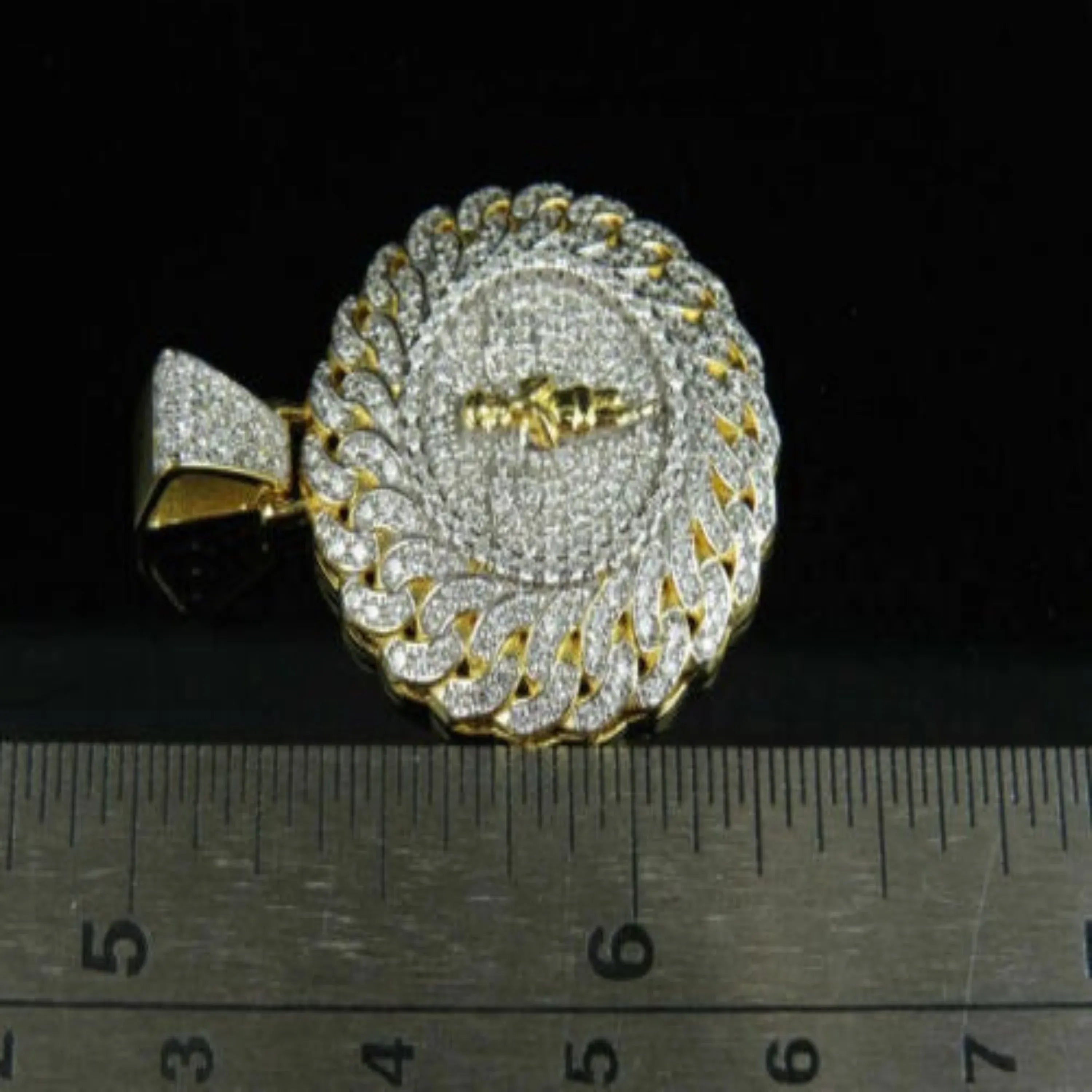 Angel Medallion Diamond Pendant 14K Solid Gold - 2.29 CTW