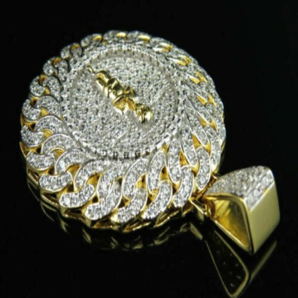 Angel Medallion Diamond Pendant 14K Solid Gold - 2.29 CTW