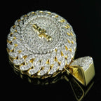 Angel Medallion Diamond Pendant 14K Solid Gold - 2.29 CTW