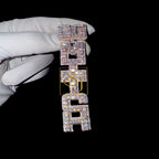 Custom Vertical Letter Pendant 14K Solid Gold - 11.56 CTW