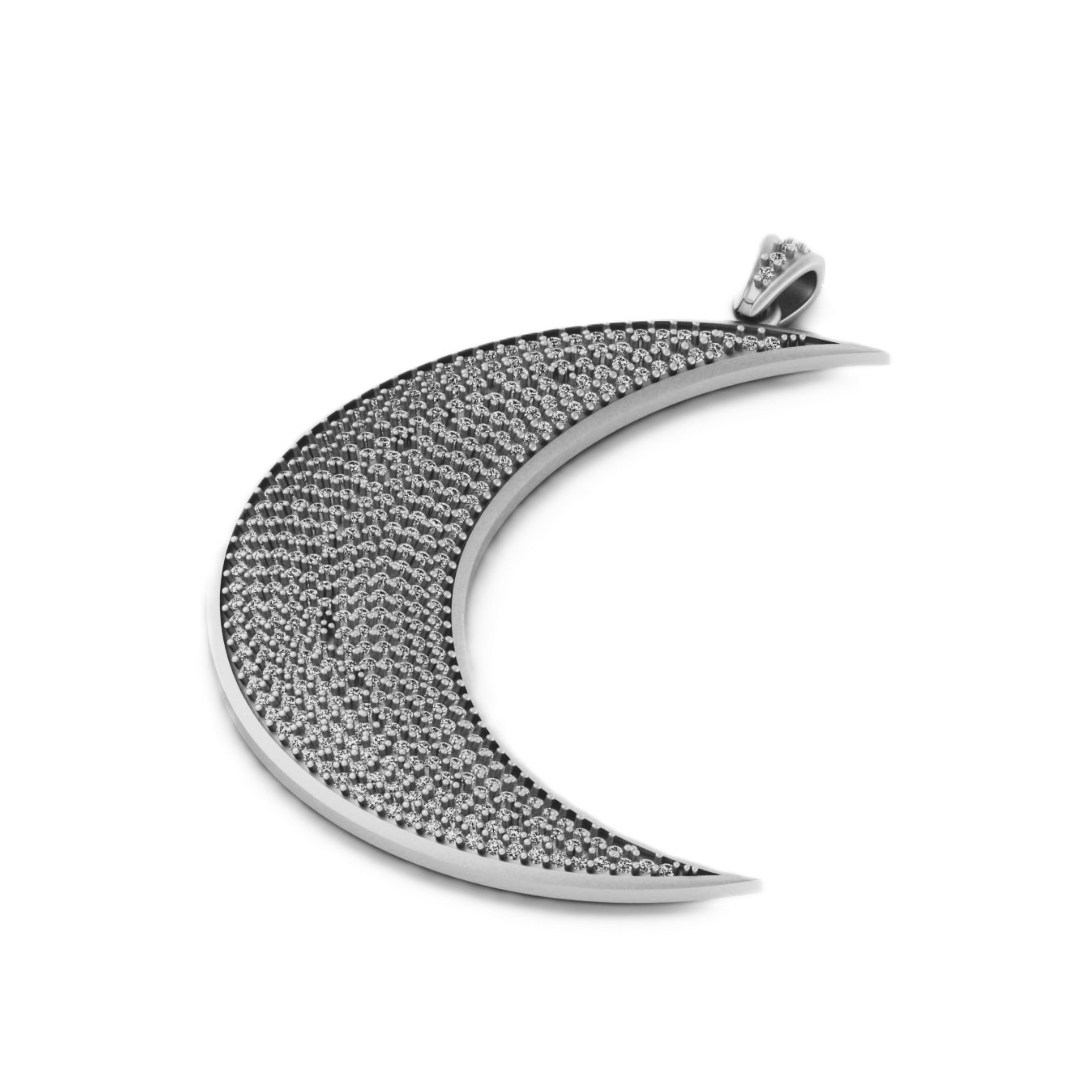 Moon Diamond Pendant 10k Solid Gold - 2.18 CTW