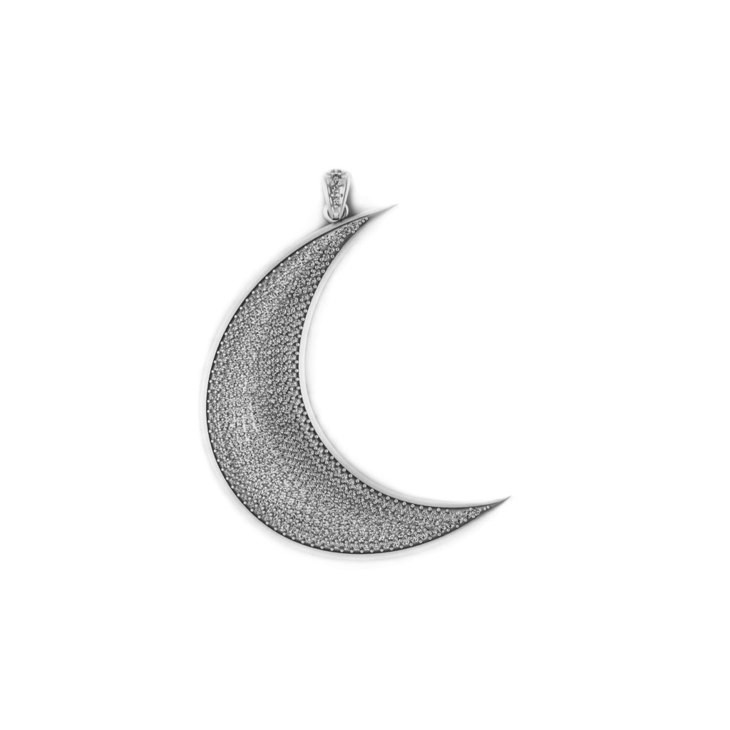 Moon Diamond Pendant 10k Solid Gold - 2.18 CTW
