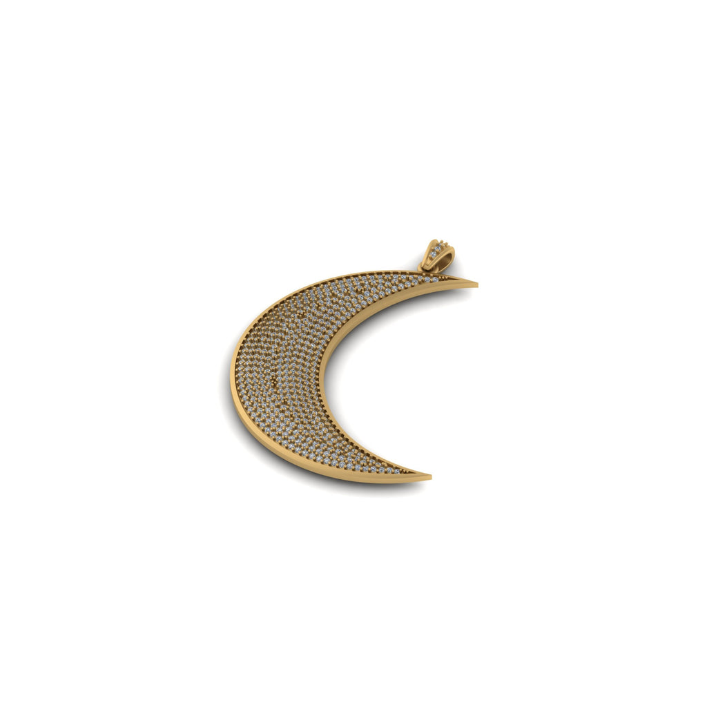 Moon Diamond Pendant 10k Solid Gold - 2.18 CTW