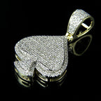 Spade Playing Card Diamond pendant 14k Solid Gold - 1.14 CTW