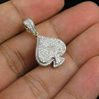 Spade Playing Card Diamond pendant 14k Solid Gold - 1.14 CTW