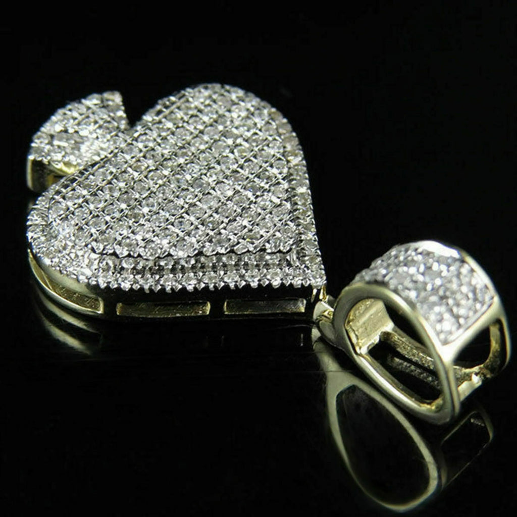 Spade Playing Card Diamond pendant 14k Solid Gold - 1.14 CTW
