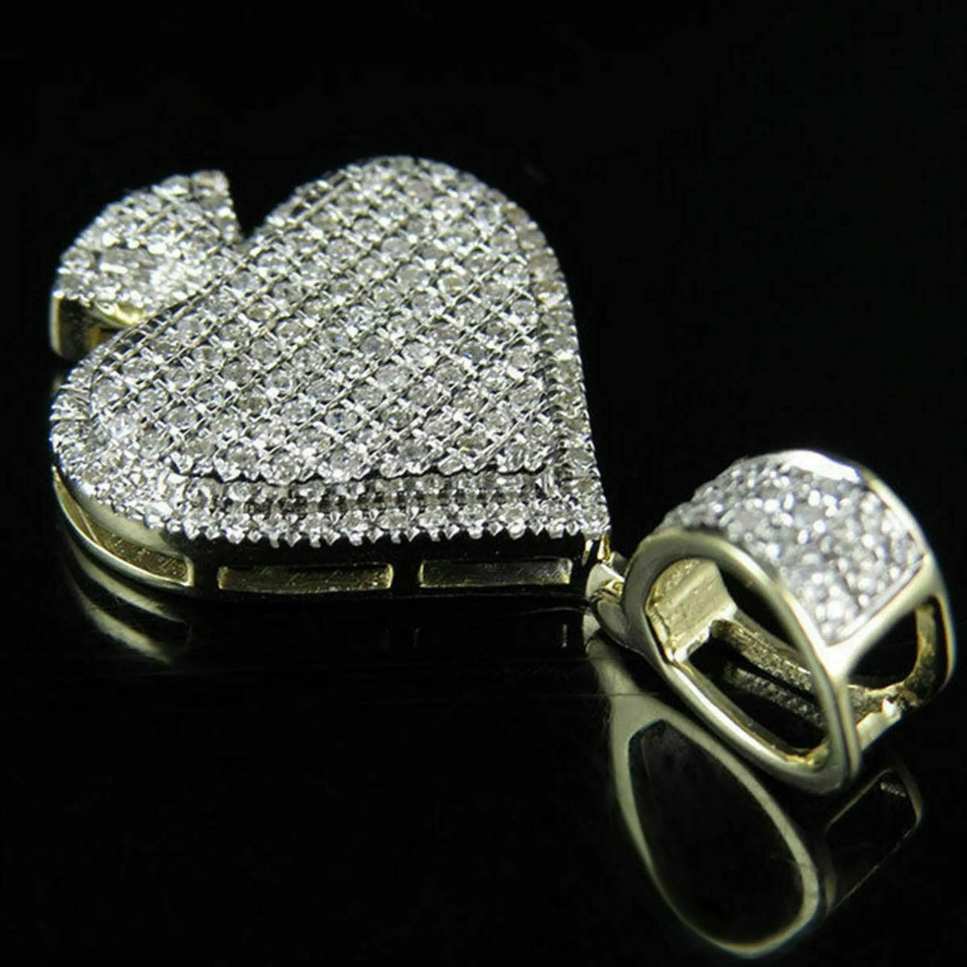 Spade Playing Card Diamond pendant 14k Solid Gold - 1.14 CTW