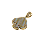 Spade Playing Card Diamond pendant 14k Solid Gold - 1.14 CTW