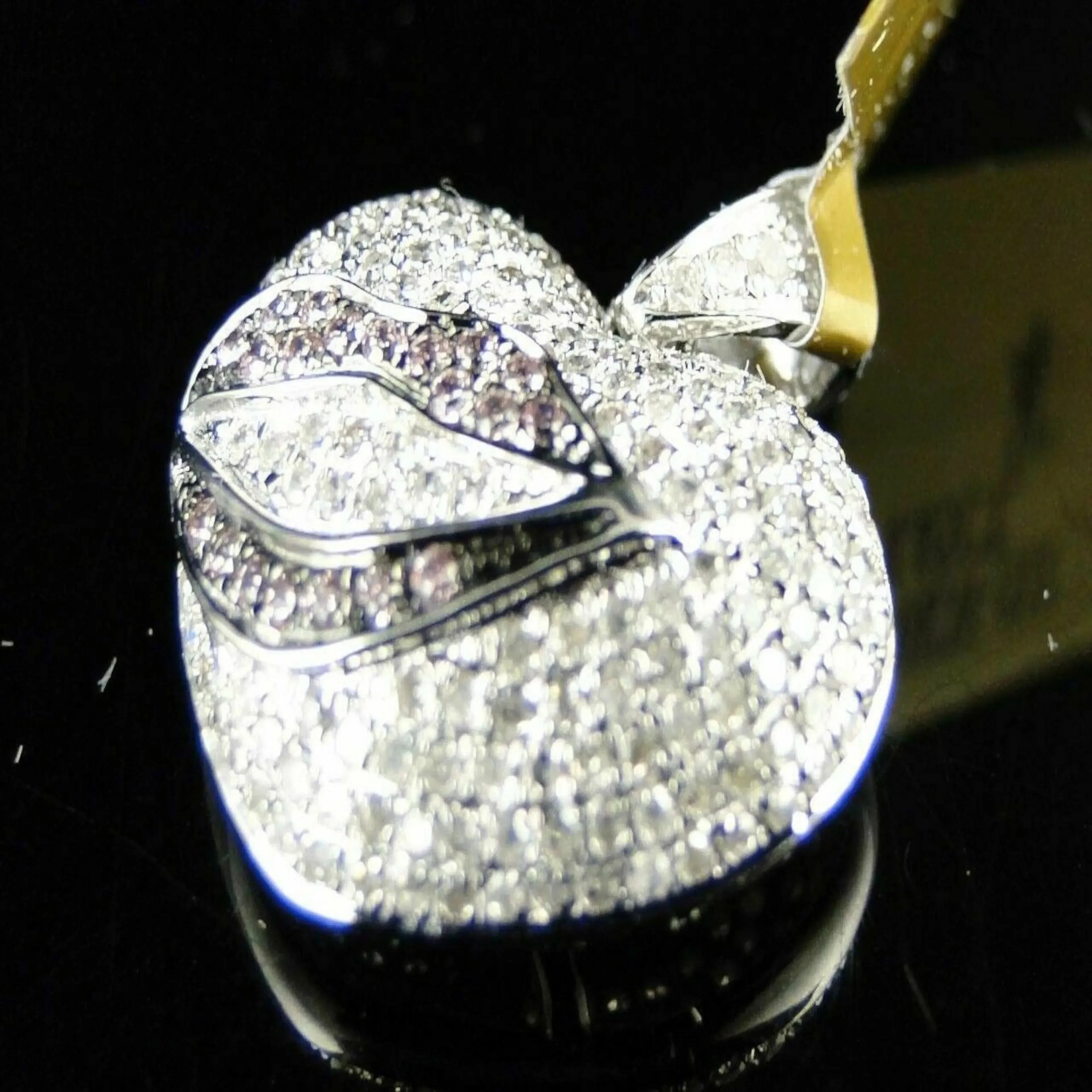 Personalized 14K solid Gold Heart Pendant Necklace - 5.80 CTW