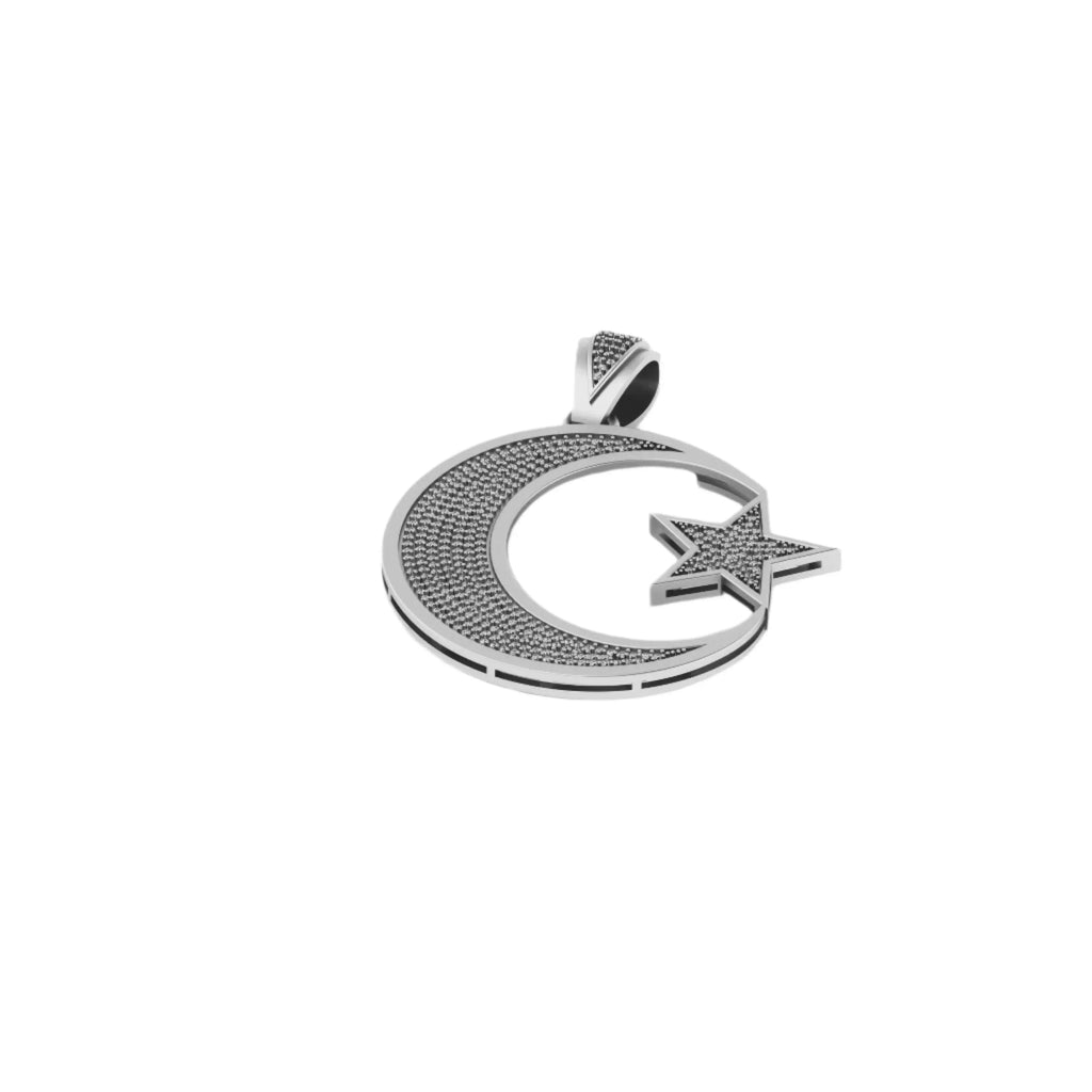 Crescent Moon Diamond Pendant 14K Solid Gold - 1.88 CTW