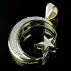 Crescent Moon Diamond Pendant 14K Solid Gold - 1.88 CTW