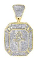 Ancient ANKH Dog Tag Diamond Pendant - 3.34 CTW