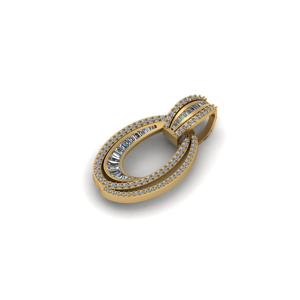 Custom Baguette Diamond 14k solid gold Anniversary Pendant - 1.71 CTW