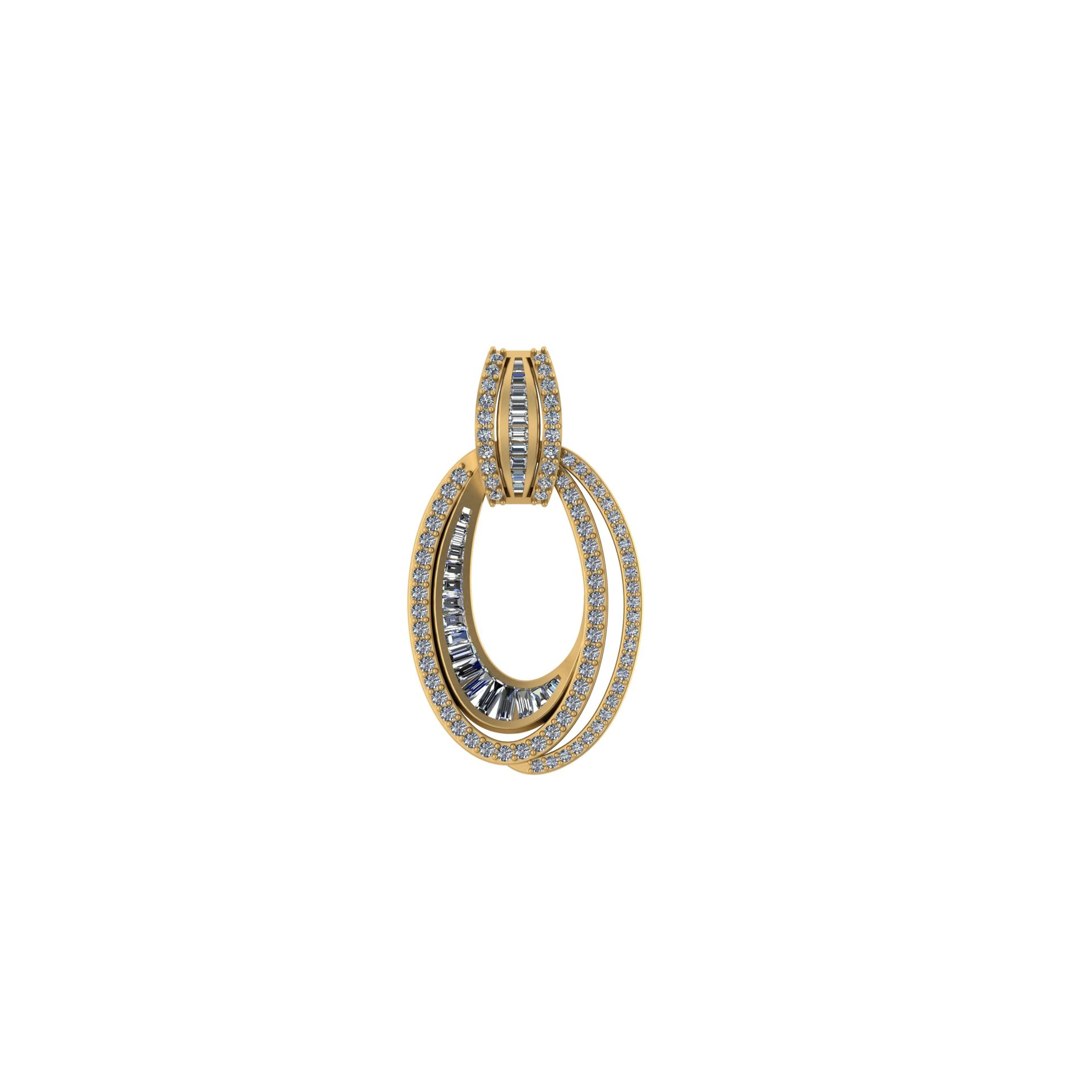 Custom Baguette Diamond 14k solid gold Anniversary Pendant - 1.71 CTW