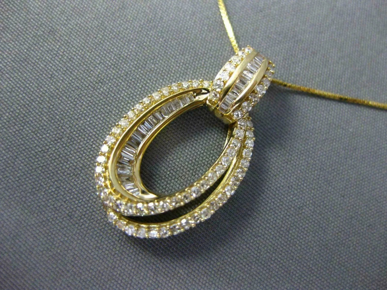 Custom Baguette Diamond 14k solid gold Anniversary Pendant - 1.71 CTW