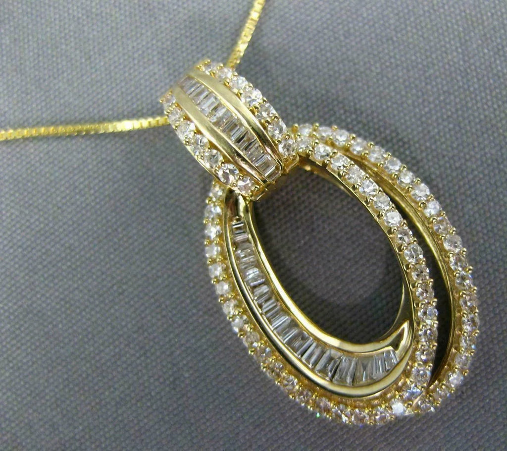 Custom Baguette Diamond 14k solid gold Anniversary Pendant - 1.71 CTW