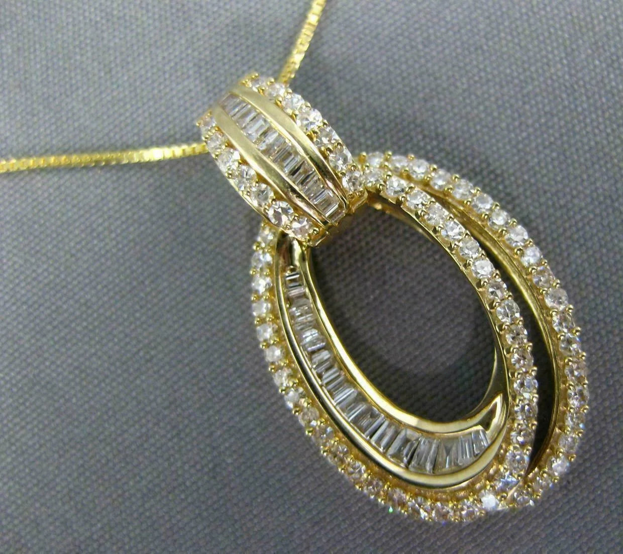 Custom Baguette Diamond 14k solid gold Anniversary Pendant - 1.71 CTW