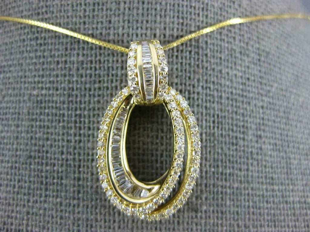 Custom Baguette Diamond 14k solid gold Anniversary Pendant - 1.71 CTW