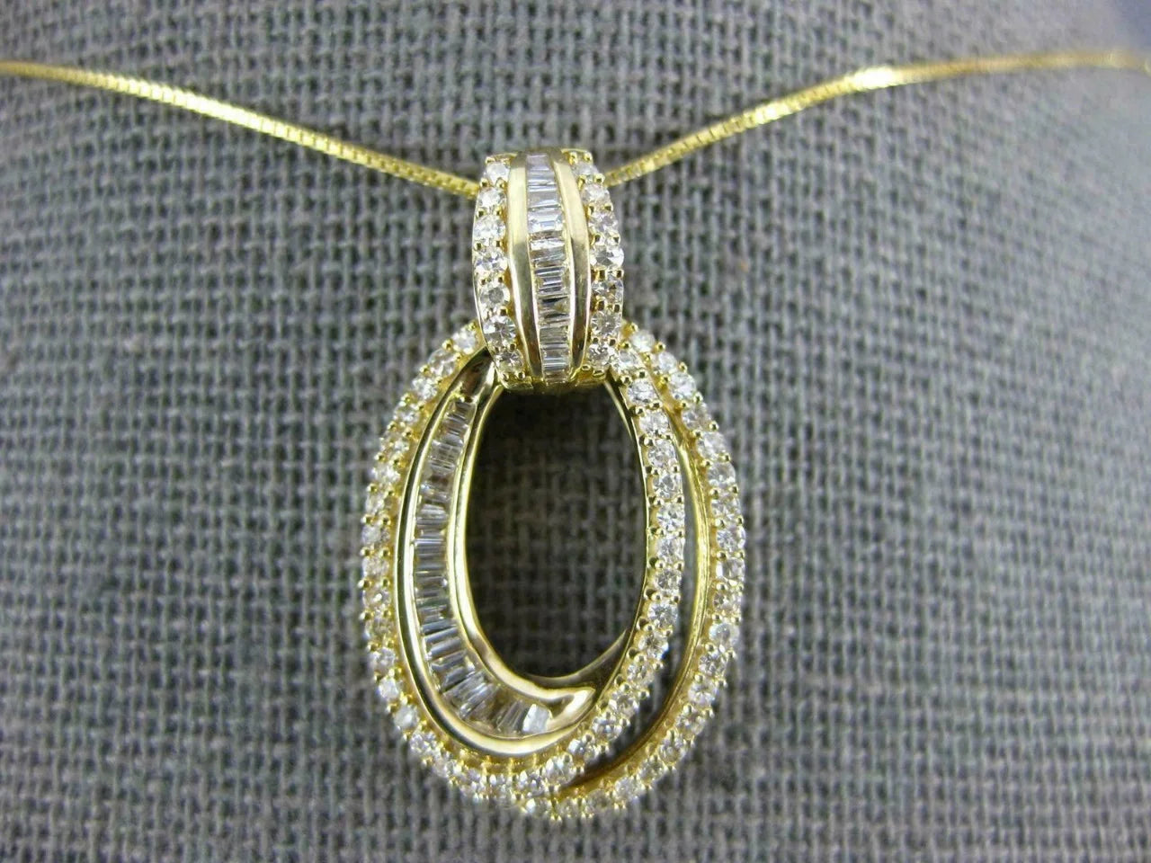 Custom Baguette Diamond 14k solid gold Anniversary Pendant - 1.71 CTW