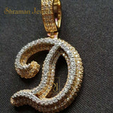 Mens's Hip Hop Custom Initial Letter 10K Gold Pendant