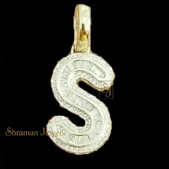Custom S Letter VVS Diamond hip-hop Pendant 14K Solid Gold - 2.58 CTW