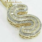 Custom S Letter VVS Diamond hip-hop Pendant 14K Solid Gold - 2.58 CTW