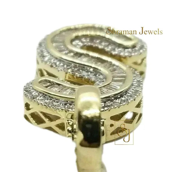 Custom S Letter VVS Diamond hip-hop Pendant 14K Solid Gold - 2.58 CTW