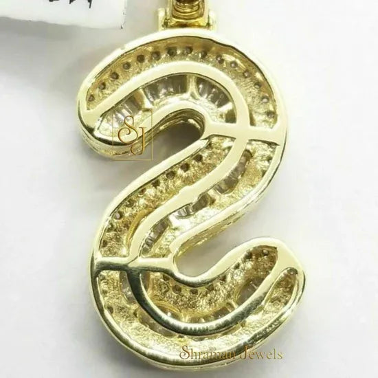 Custom S Letter VVS Diamond hip-hop Pendant 14K Solid Gold - 2.58 CTW