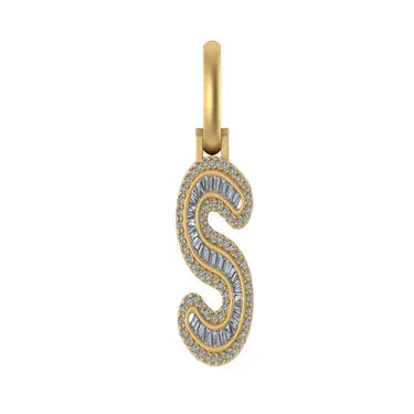 Custom S Letter VVS Diamond hip-hop Pendant 14K Solid Gold - 2.58 CTW