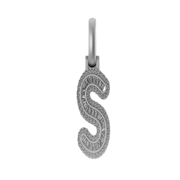Custom S Letter VVS Diamond hip-hop Pendant 14K Solid Gold - 2.58 CTW