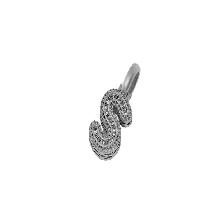 Custom S Letter VVS Diamond hip-hop Pendant 14K Solid Gold - 2.58 CTW