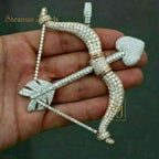 Cupid love arrow diamond Pendant 14K solid gold - 3.19 CTW