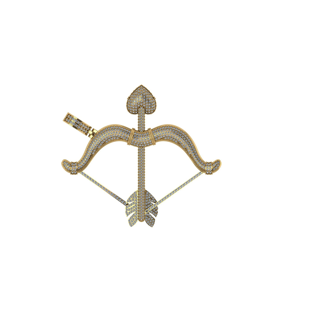 Cupid love arrow diamond Pendant 14K solid gold - 3.19 CTW