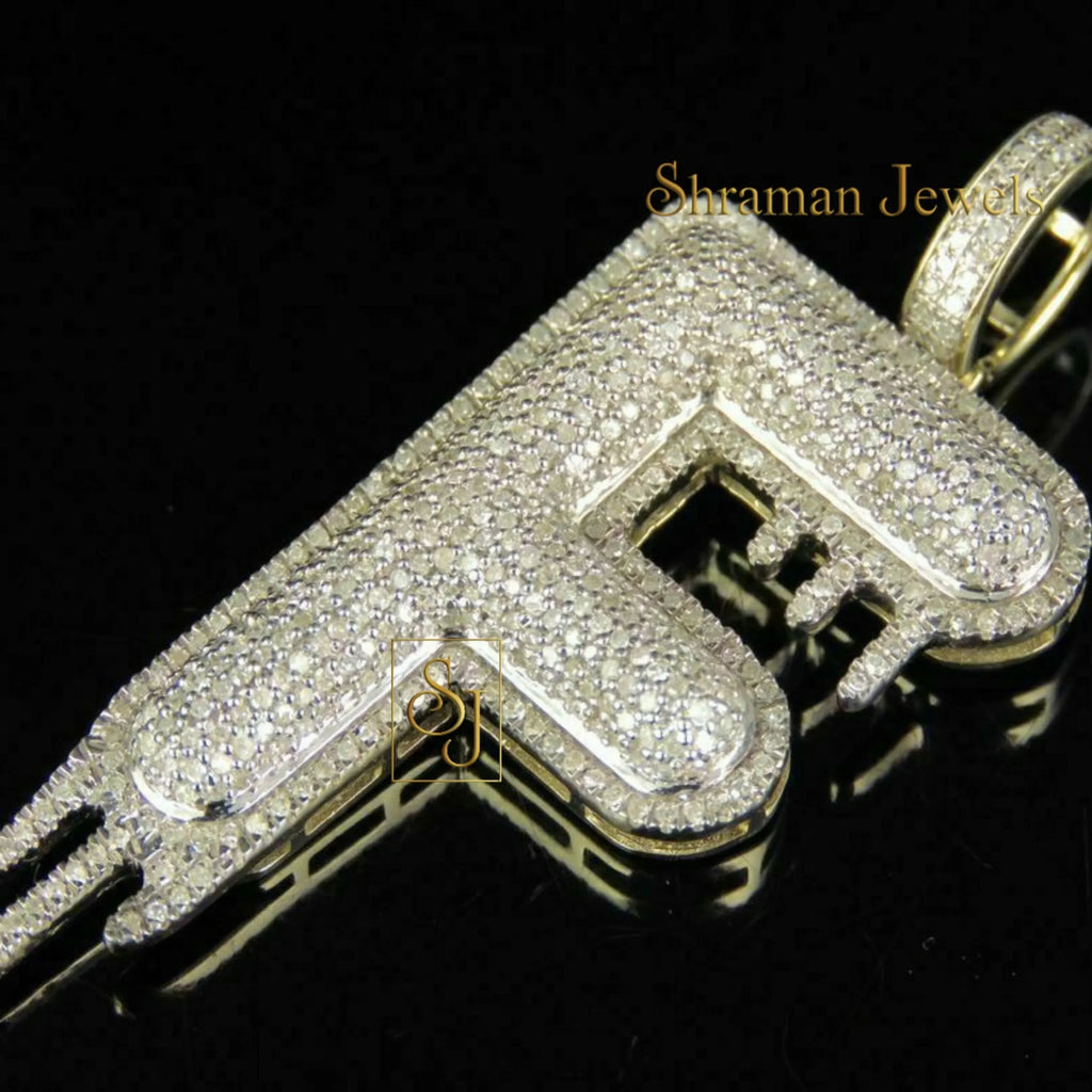 Custom Letter F Natural Diamond Pendant - 3.00 CTW