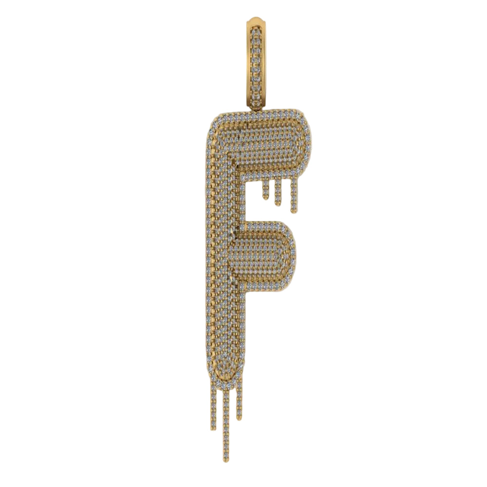 Custom Letter F Natural Diamond Pendant - 3.00 CTW