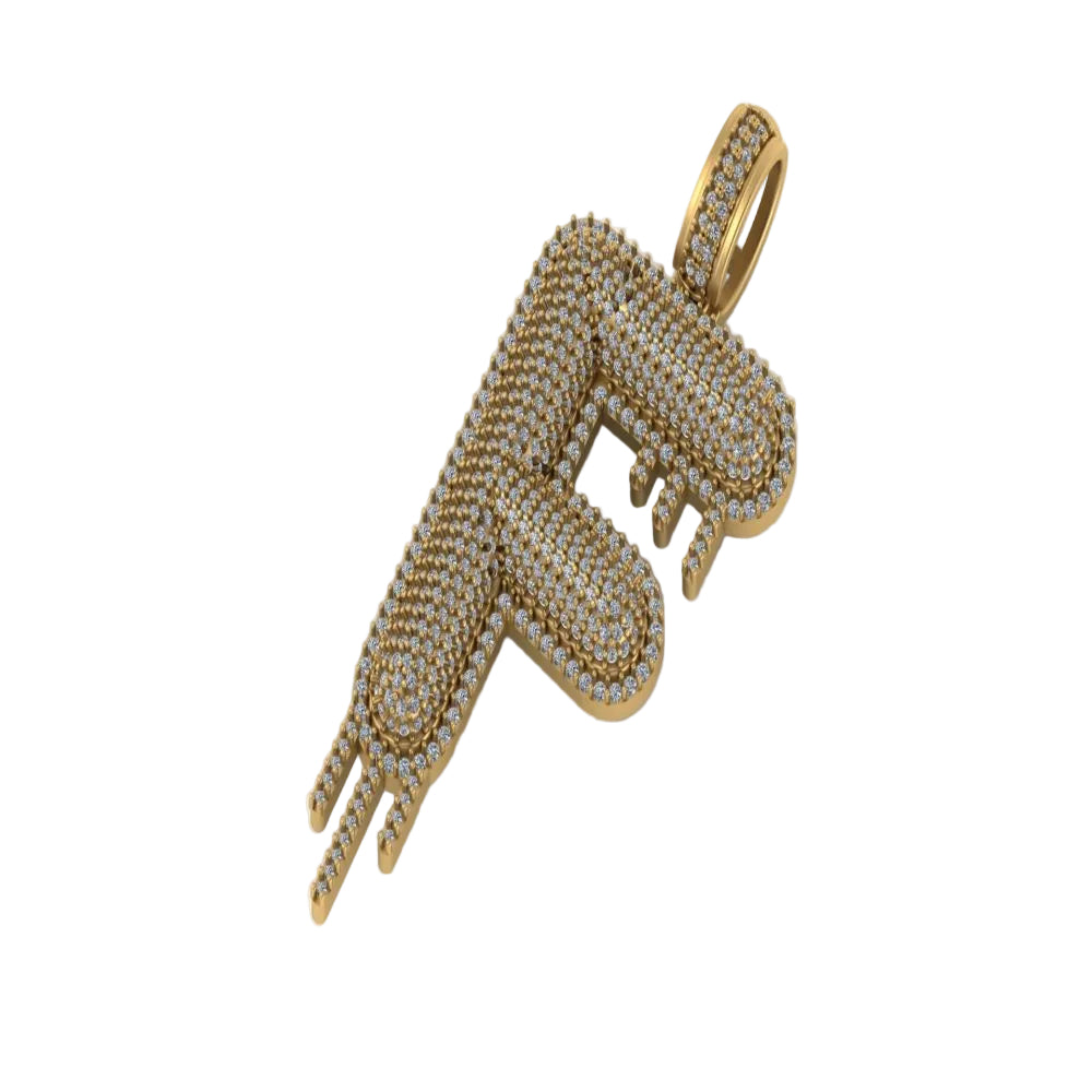 Custom Letter F Natural Diamond Pendant - 3.00 CTW