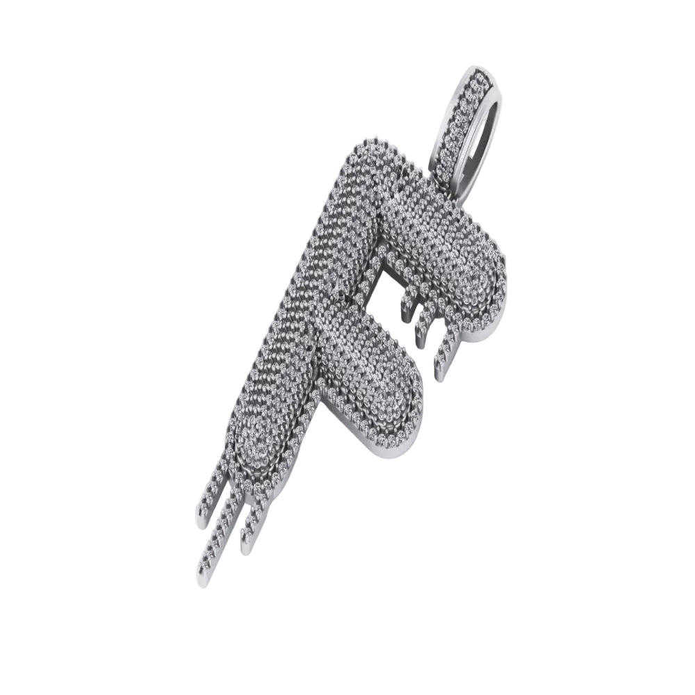 Custom Letter F Natural Diamond Pendant - 3.00 CTW