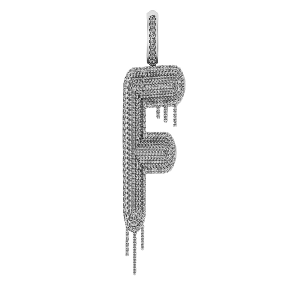 Custom Letter F Natural Diamond Pendant - 3.00 CTW