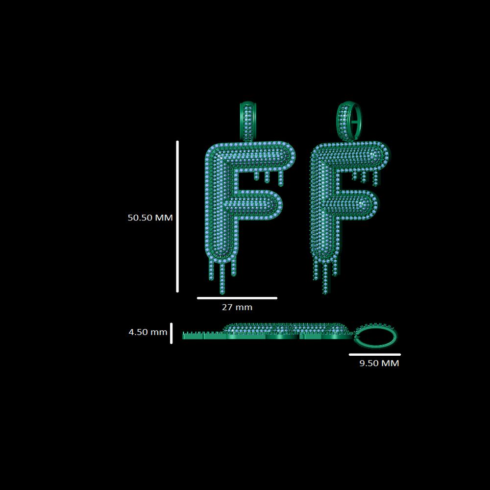 Custom Letter F Natural Diamond Pendant - 3.00 CTW