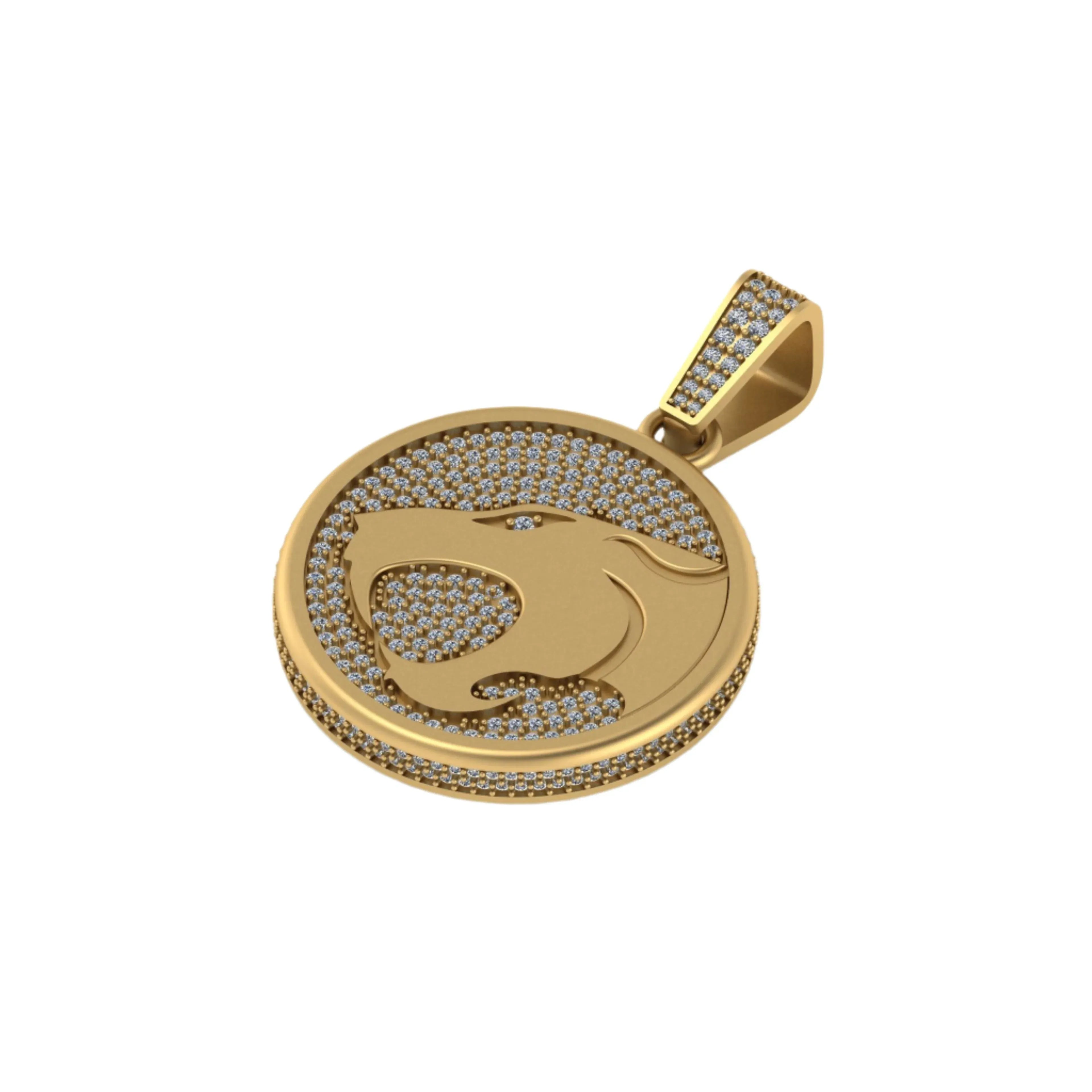 14K solid gold VVS Diamond Thunder Cat Pendant - 1.94 CTW